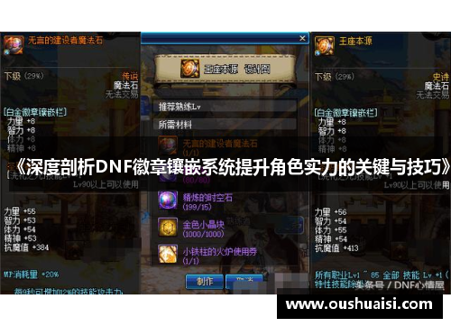 《深度剖析DNF徽章镶嵌系统提升角色实力的关键与技巧》